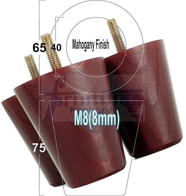 4x SOLID WOODEN SOFA LEGS 75mm High CHAIR FURNITURE REPLACEMENT FEET M8(8mm) - Image 22