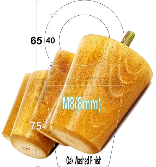 4x SOLID WOODEN SOFA LEGS 75mm High CHAIR FURNITURE REPLACEMENT FEET M8(8mm) - Image 30