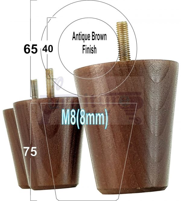 4x SOLID WOODEN SOFA LEGS 75mm High CHAIR FURNITURE REPLACEMENT FEET M8(8mm) - Image 11