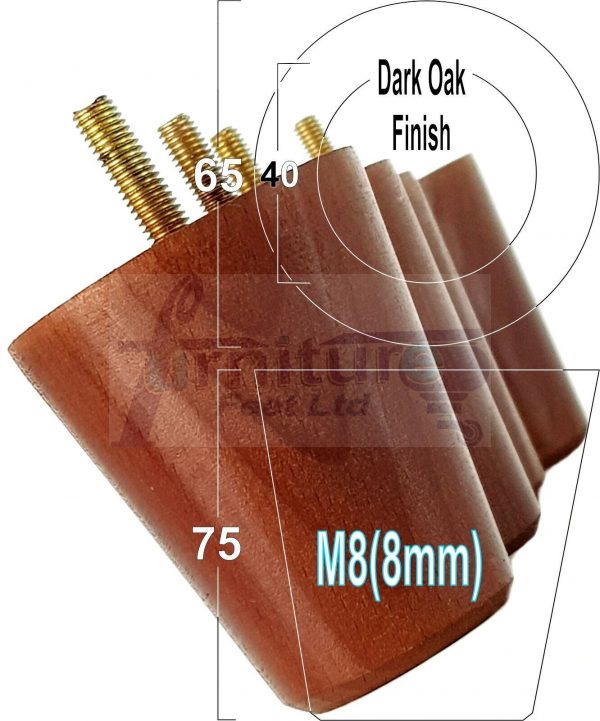 4x SOLID WOODEN SOFA LEGS 75mm High CHAIR FURNITURE REPLACEMENT FEET M8(8mm) - Image 15
