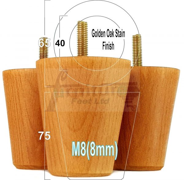 4x SOLID WOODEN SOFA LEGS 75mm High CHAIR FURNITURE REPLACEMENT FEET M8(8mm) - Image 20