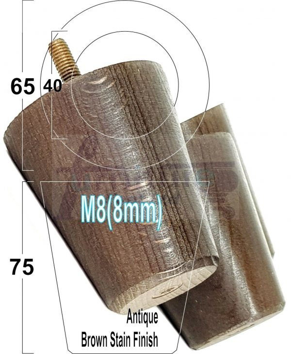 4x SOLID WOODEN SOFA LEGS 75mm High CHAIR FURNITURE REPLACEMENT FEET M8(8mm) - Image 12