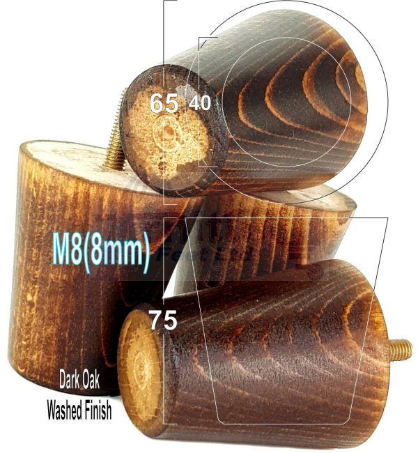 4x SOLID WOODEN SOFA LEGS 75mm High CHAIR FURNITURE REPLACEMENT FEET M8(8mm) - Image 16