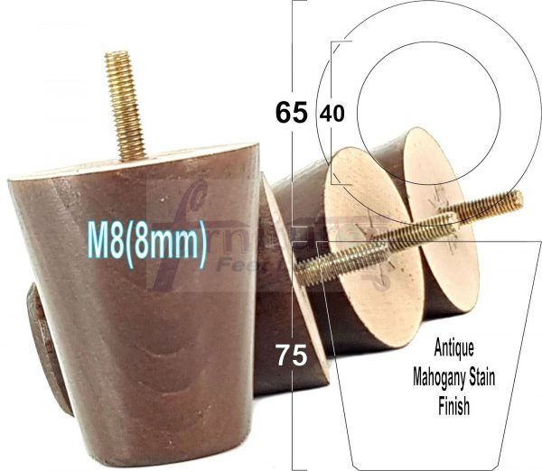 4x SOLID WOODEN SOFA LEGS 75mm High CHAIR FURNITURE REPLACEMENT FEET M8(8mm) - Image 37
