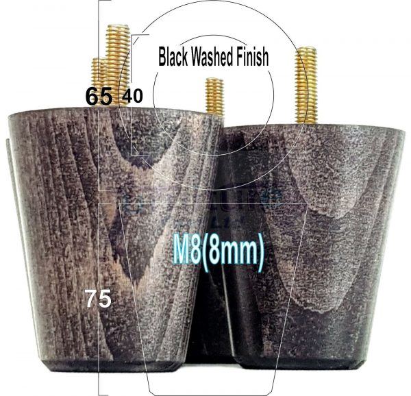 4x SOLID WOODEN SOFA LEGS 75mm High CHAIR FURNITURE REPLACEMENT FEET M8(8mm) - Image 14