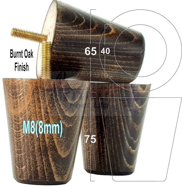 4x SOLID WOODEN SOFA LEGS 75mm High CHAIR FURNITURE REPLACEMENT FEET M8(8mm) - Image 39