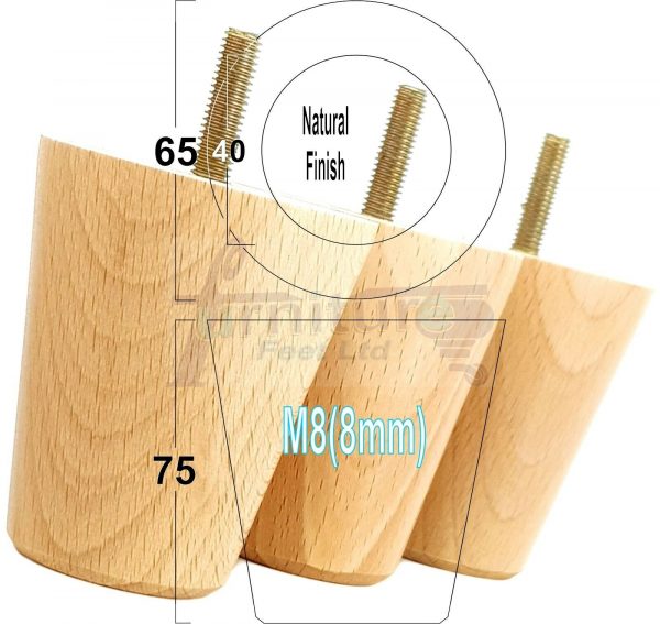 4x SOLID WOODEN SOFA LEGS 75mm High CHAIR FURNITURE REPLACEMENT FEET M8(8mm) - Image 26