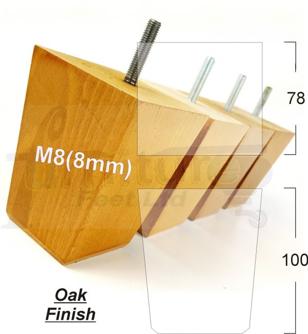 4x Sofa Furniture Legs Soild Wood Chair Feet M8 for Settees Footstool 100mm High - Image 12