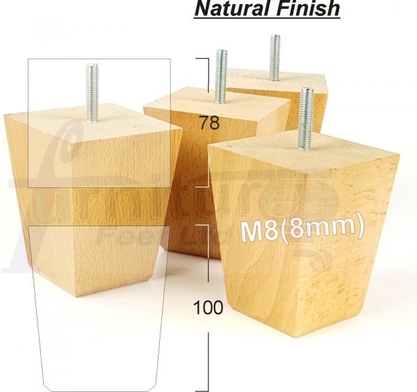 4x Sofa Furniture Legs Soild Wood Chair Feet M8 for Settees Footstool 100mm High - Image 11