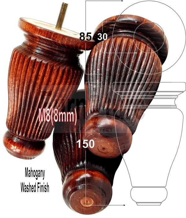 4x Soild Wood Furniture Legs M8 Chair Sofa Settee Replacement Feet 150mm High - Image 21