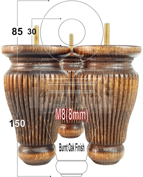 4x Soild Wood Furniture Legs M8 Chair Sofa Settee Replacement Feet 150mm High - Image 31