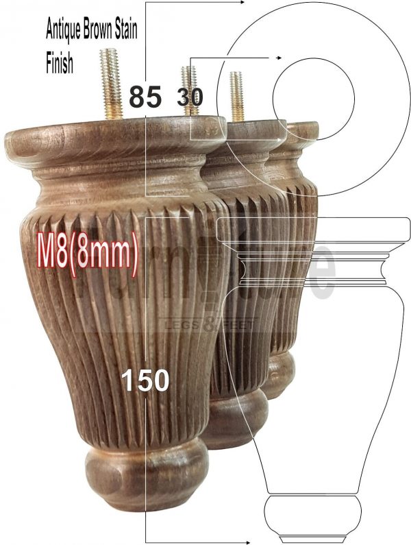 4x Soild Wood Furniture Legs M8 Chair Sofa Settee Replacement Feet 150mm High - Image 11