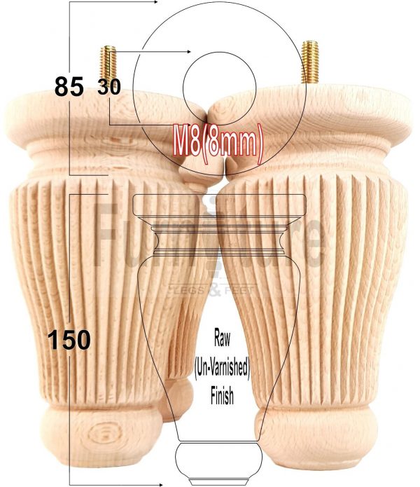 4x Soild Wood Furniture Legs M8 Chair Sofa Settee Replacement Feet 150mm High - Image 27