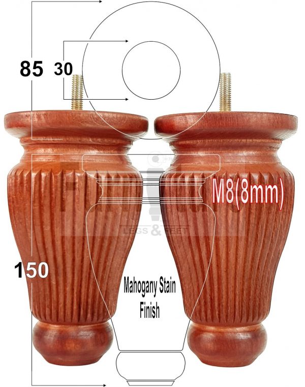 4x Soild Wood Furniture Legs M8 Chair Sofa Settee Replacement Feet 150mm High - Image 20