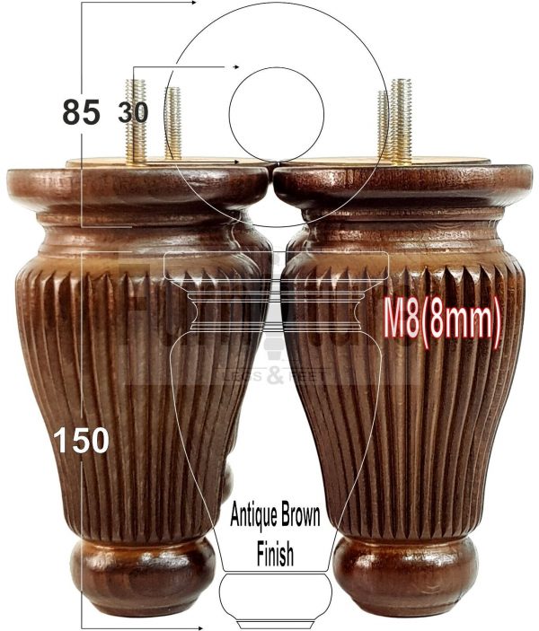 4x Soild Wood Furniture Legs M8 Chair Sofa Settee Replacement Feet 150mm High - Image 10