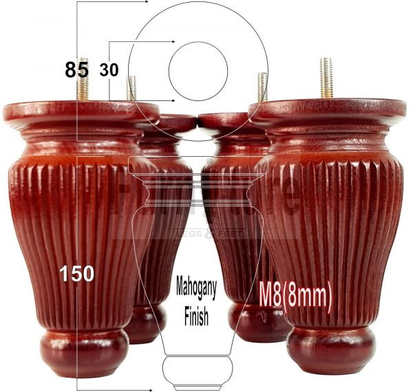 4 Replacement Legs Solid Wood Settee Furniture Feet 150mm High Sofa Chair Bed M8
