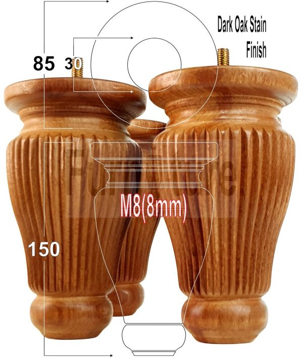 4x Soild Wood Furniture Legs M8 Chair Sofa Settee Replacement Feet 150mm High - Image 26