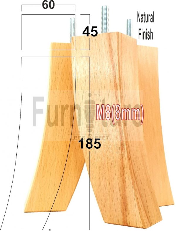 4x Solid Wood Curved Feet Furniture Sofa Legs 185mm High for Chairs, Settees M8 - Image 23
