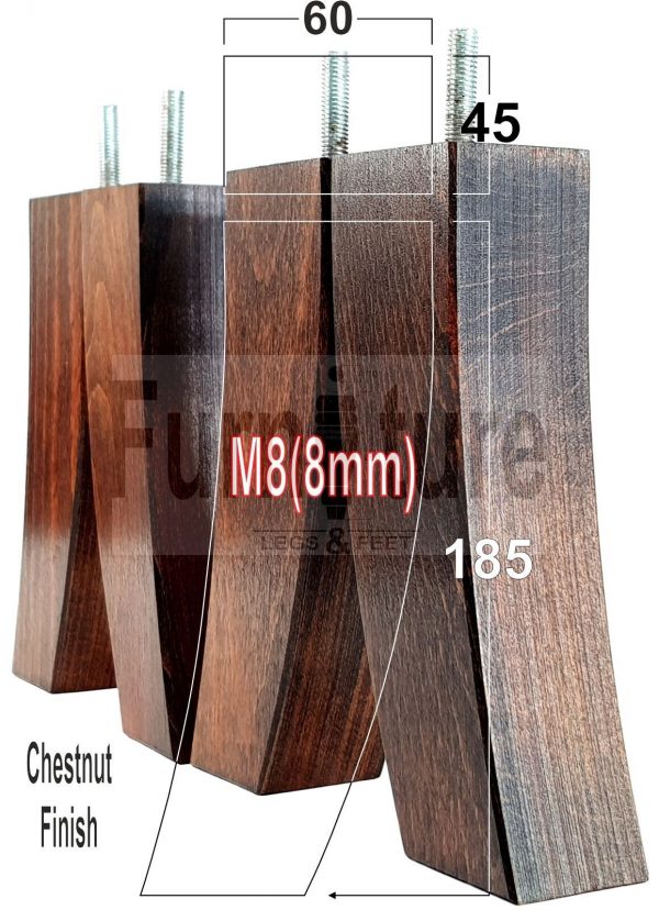 4x Solid Wood Curved Feet Furniture Sofa Legs 185mm High for Chairs, Settees M8 - Image 41