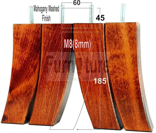 4x Solid Wood Curved Feet Furniture Sofa Legs 185mm High for Chairs, Settees M8 - Image 34