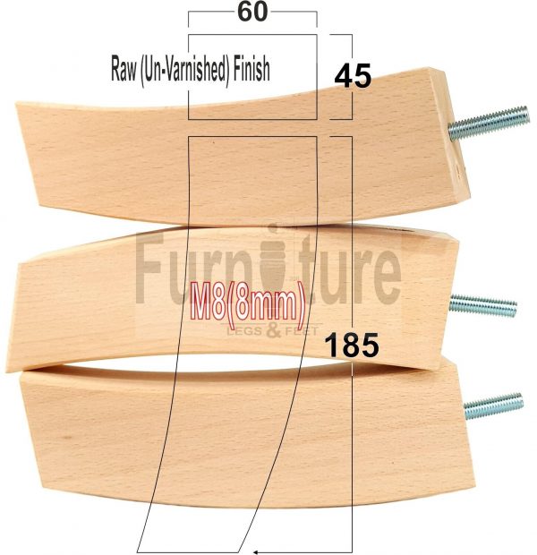 4x Solid Wood Curved Feet Furniture Sofa Legs 185mm High for Chairs, Settees M8 - Image 28