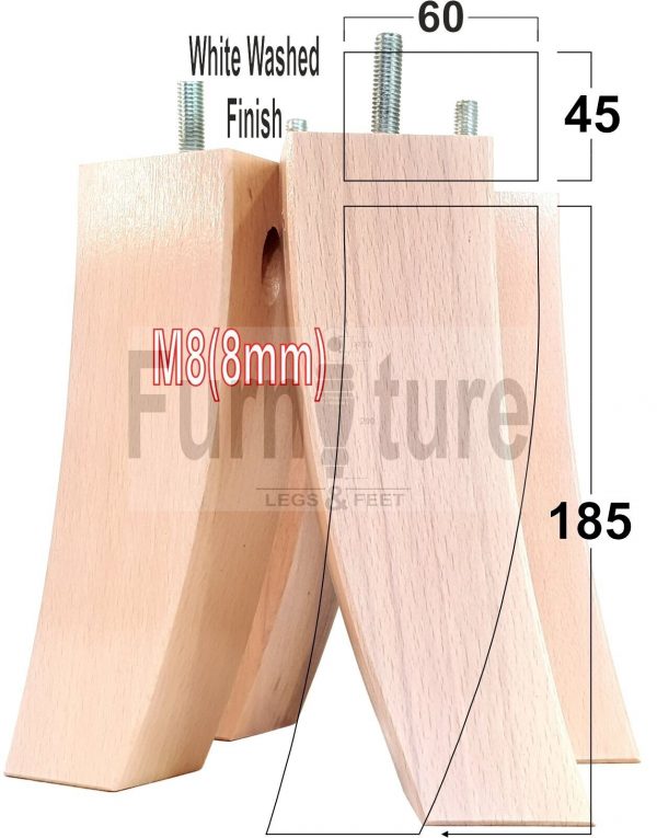 4x Solid Wood Curved Feet Furniture Sofa Legs 185mm High for Chairs, Settees M8 - Image 42
