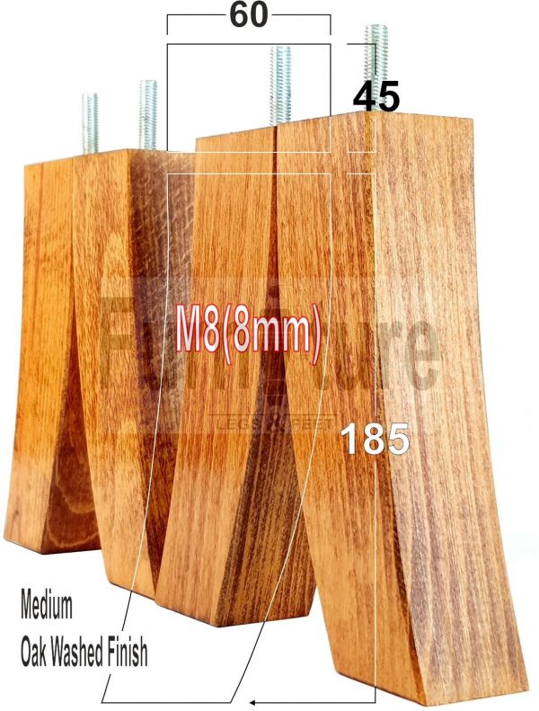 4x Solid Wood Curved Feet Furniture Sofa Legs 185mm High for Chairs, Settees M8 - Image 22