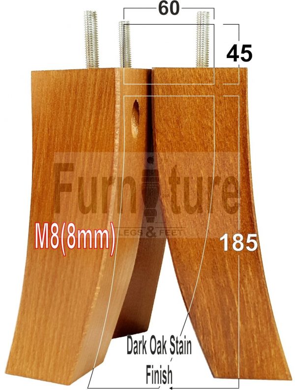 4x Solid Wood Curved Feet Furniture Sofa Legs 185mm High for Chairs, Settees M8 - Image 26