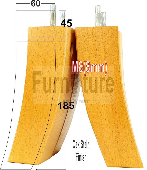 4x Solid Wood Curved Feet Furniture Sofa Legs 185mm High for Chairs, Settees M8 - Image 35