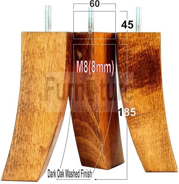 4x Solid Wood Curved Feet Furniture Sofa Legs 185mm High for Chairs, Settees M8 - Image 18