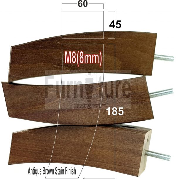 4x Solid Wood Curved Feet Furniture Sofa Legs 185mm High for Chairs, Settees M8 - Image 14