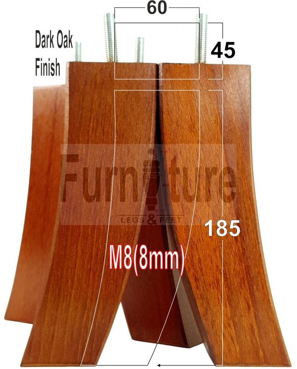4x Solid Wood Curved Feet Furniture Sofa Legs 185mm High for Chairs, Settees M8 - Image 17