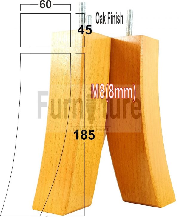 4x Solid Wood Curved Feet Furniture Sofa Legs 185mm High for Chairs, Settees M8 - Image 24