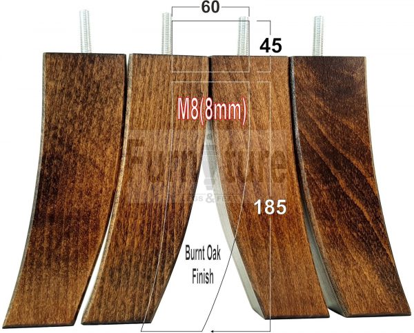 4x Solid Wood Curved Feet Furniture Sofa Legs 185mm High for Chairs, Settees M8 - Image 40