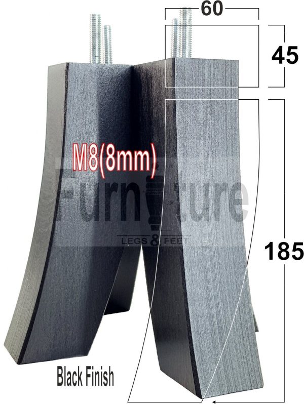 4x Solid Wood Curved Feet Furniture Sofa Legs 185mm High for Chairs, Settees M8 - Image 15