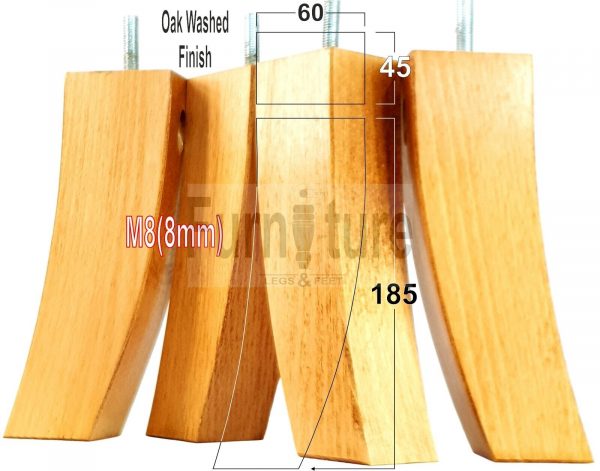 4x Solid Wood Curved Feet Furniture Sofa Legs 185mm High for Chairs, Settees M8 - Image 25