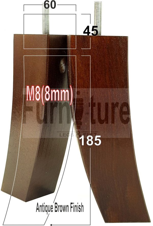 4x Solid Wood Curved Feet Furniture Sofa Legs 185mm High for Chairs, Settees M8 - Image 13