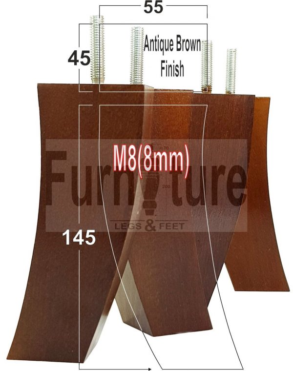 4x Solid Wood Curved Furniture Sofa, Couch Legs M8 Chair, Settee Feet 145mm High - Image 12