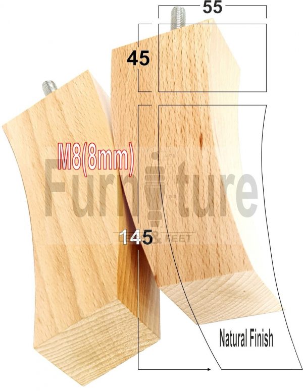 4x Solid Wood Curved Furniture Sofa, Couch Legs M8 Chair, Settee Feet 145mm High - Image 22