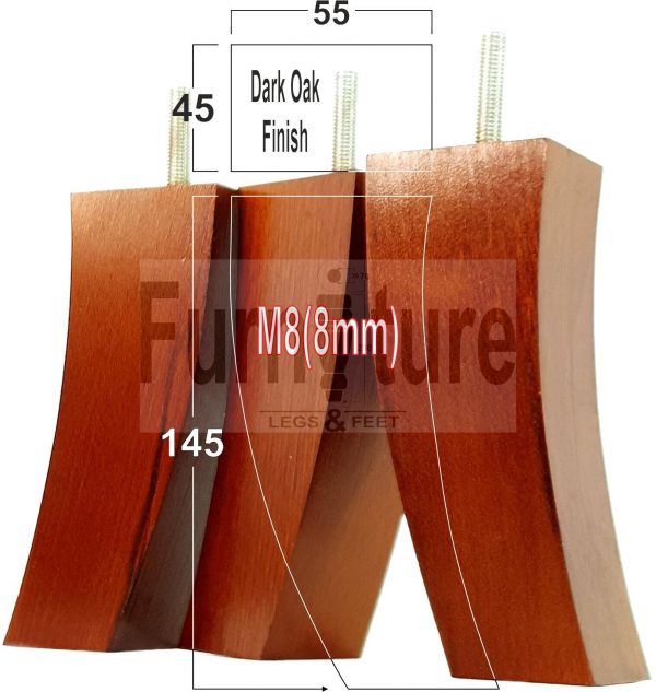 4x Solid Wood Curved Furniture Sofa, Couch Legs M8 Chair, Settee Feet 145mm High - Image 16
