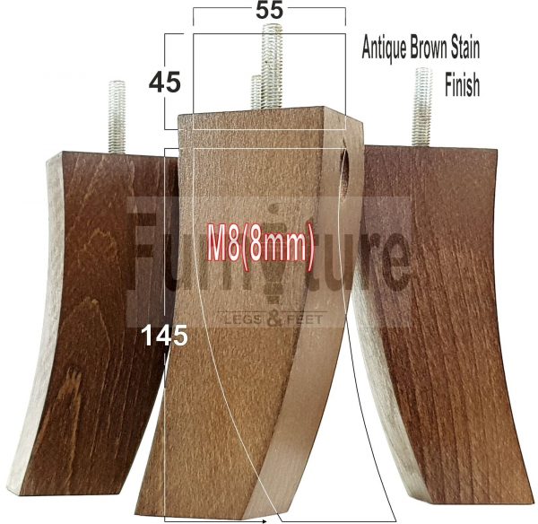 4x Solid Wood Curved Furniture Sofa, Couch Legs M8 Chair, Settee Feet 145mm High - Image 13
