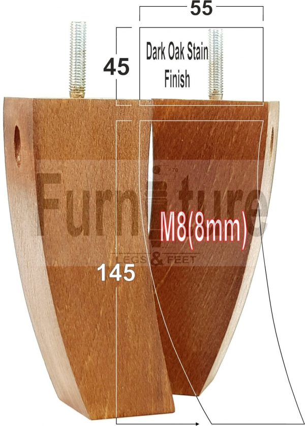4x Solid Wood Curved Furniture Sofa, Couch Legs M8 Chair, Settee Feet 145mm High - Image 25