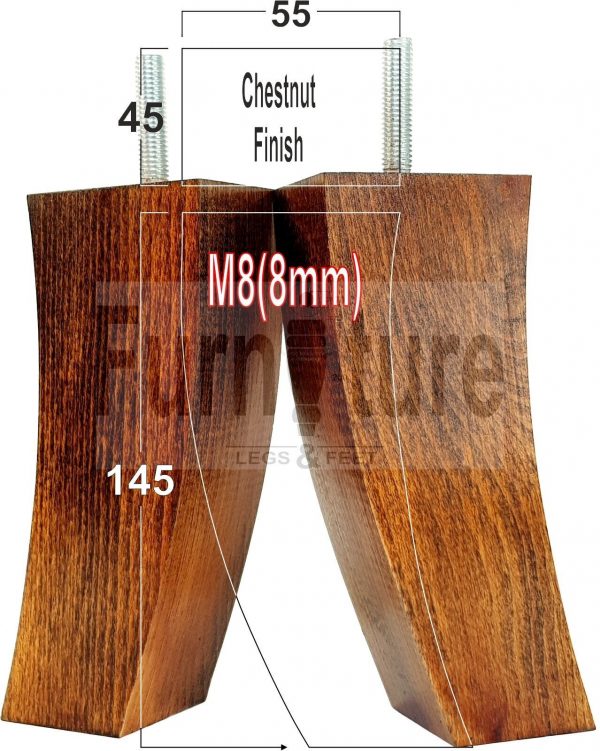 4x Solid Wood Curved Furniture Sofa, Couch Legs M8 Chair, Settee Feet 145mm High - Image 40