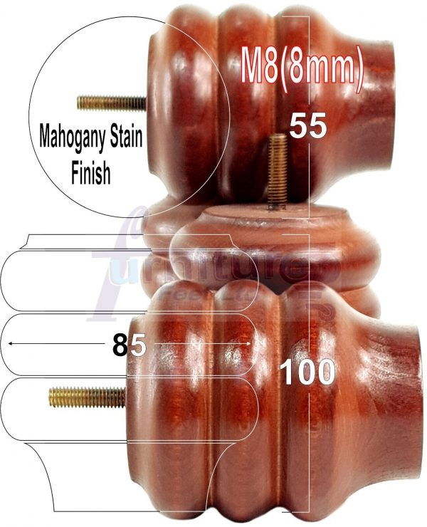4x Solid Wood Turned Furniture Feet Sofa Legs 100mm High for Chairs, Settees M8 - Image 30
