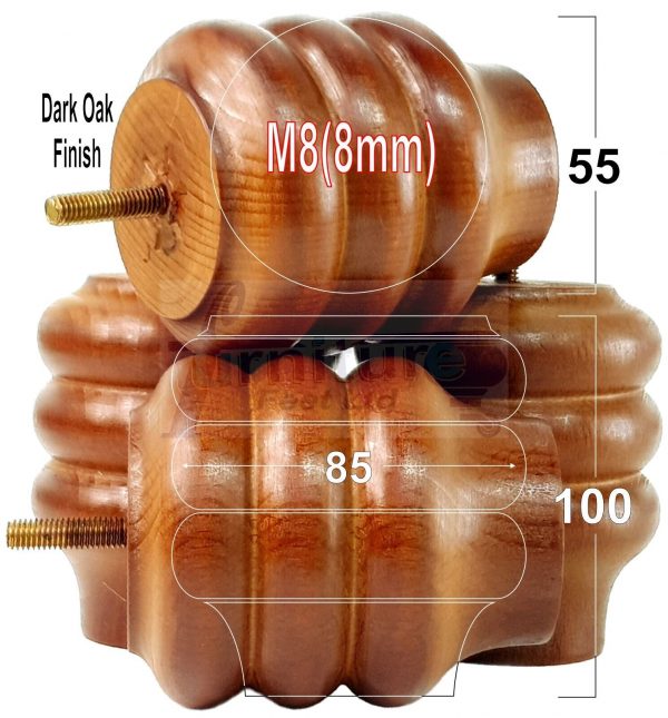 4x Solid Wood Turned Furniture Feet Sofa Legs 100mm High for Chairs, Settees M8 - Image 14