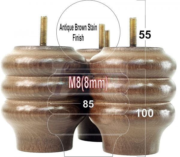 4x Solid Wood Turned Furniture Feet Sofa Legs 100mm High for Chairs, Settees M8 - Image 11