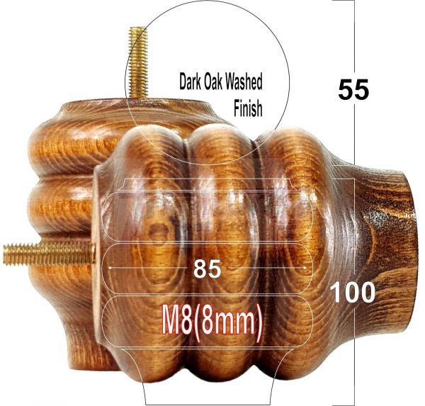 4x Solid Wood Turned Furniture Feet Sofa Legs 100mm High for Chairs, Settees M8 - Image 15
