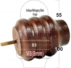 4 Replacement Turned Mahogany Wood Furniture Sofa Leg M8 Chair Settee Feet 100mm