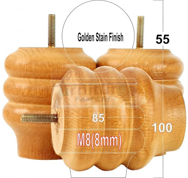 4x Solid Wood Turned Furniture Feet Sofa Legs 100mm High for Chairs, Settees M8 - Image 29