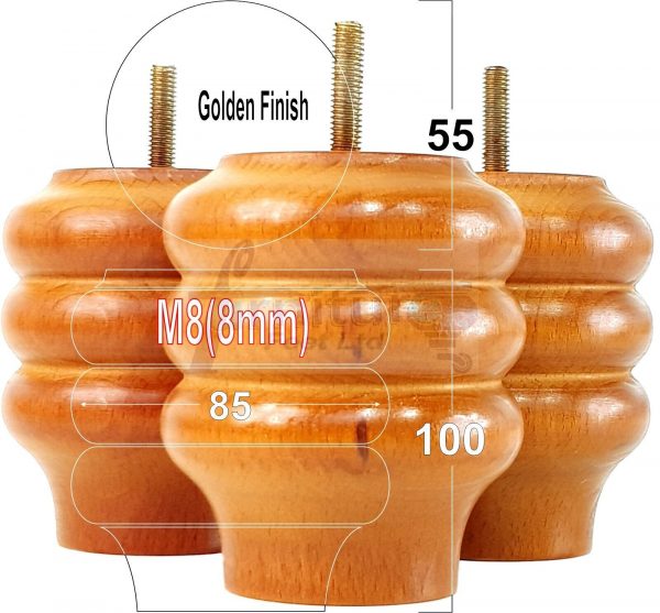 4x Solid Wood Turned Furniture Feet Sofa Legs 100mm High for Chairs, Settees M8 - Image 17